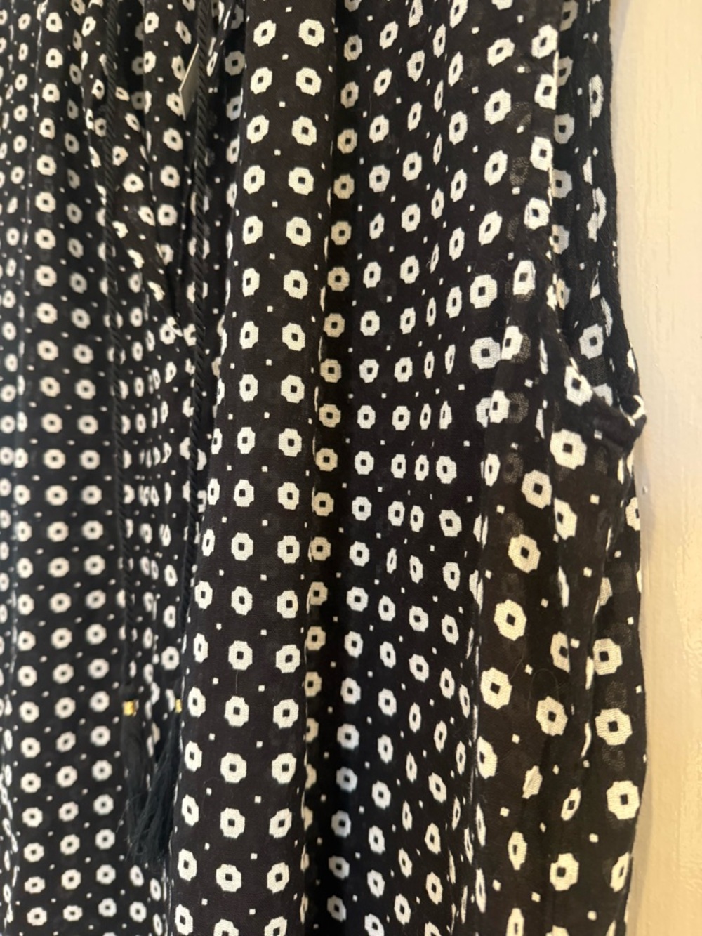 J CREW Tassel Tunic Swim Coverup Black & White Print size XL NWT - Picture 4 of 6